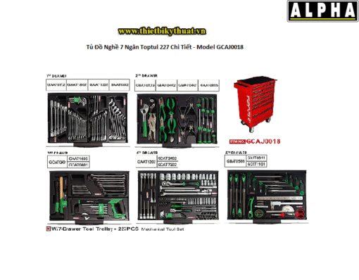 Tủ Đồ Nghề 7 Ngăn Toptul 227 Chi Tiết Model GCAJ0018 2