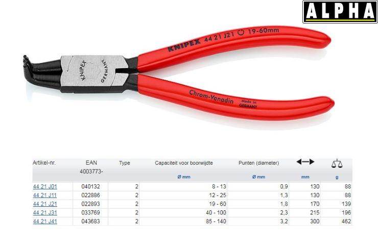 Kìm Mở Phe Trong KNIPEX 48 21 J31