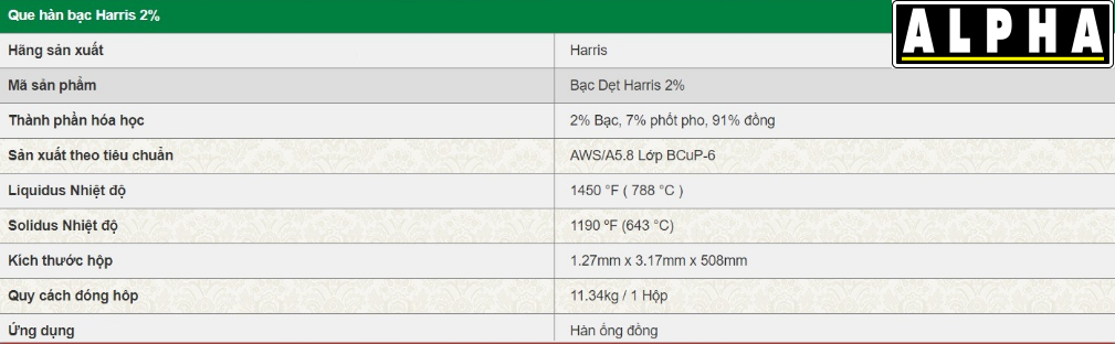 Que Hàn Bạc HARRIS 2